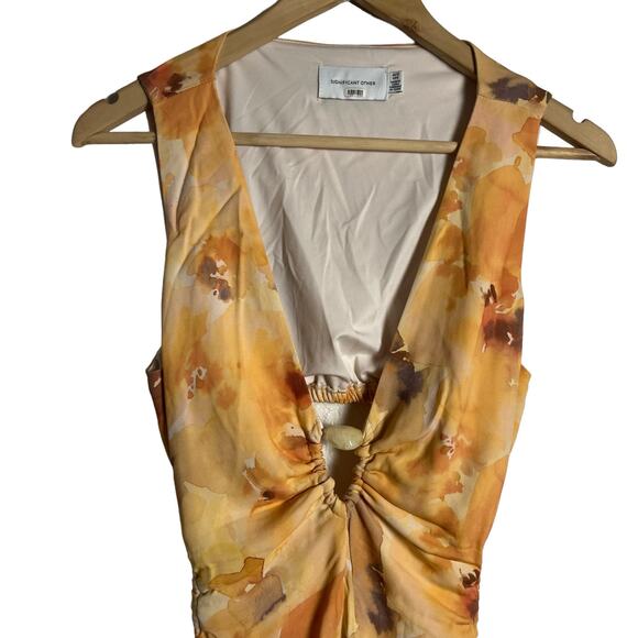 Significant Other Libby Cream Floral Plunge Neck Sleeveless Slip Maxi Dress Sz 8 - Picture 6 of 16